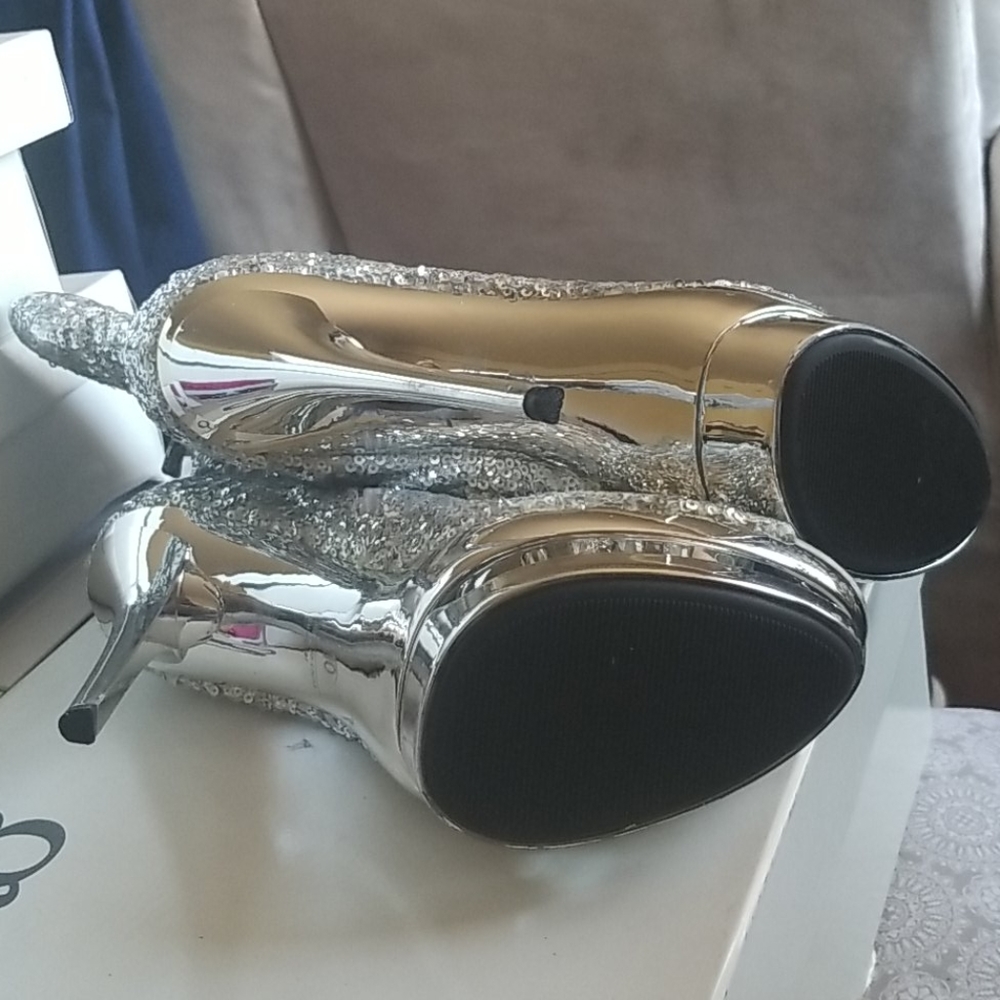 Silver Sequin Booties - image 4